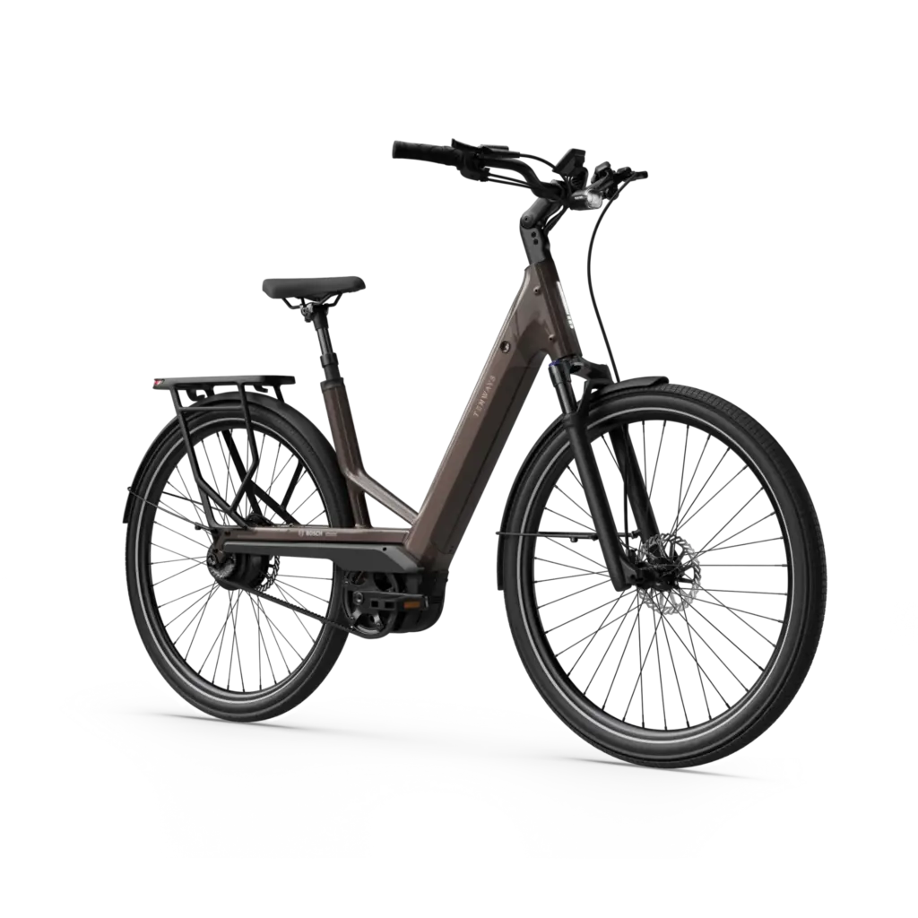 Vélo électrique Tenways AGO Performance, coloris Walnut Brown, vu de trois quarts avant