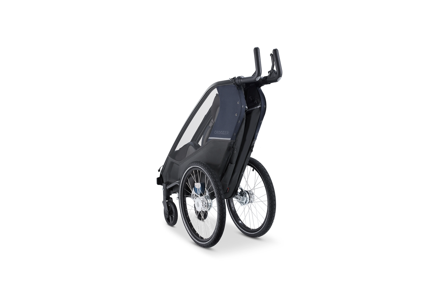 Croozer Kid Lykke trailer in pushchair configuration, side view