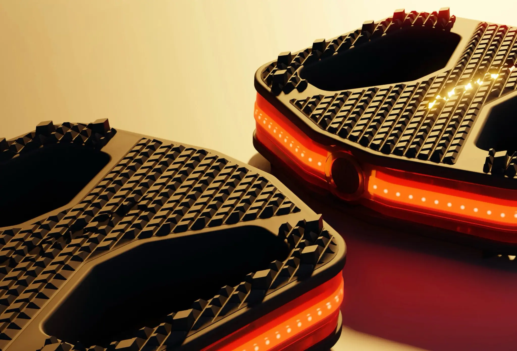 Paire de pédales Look Geo City Vision noires avec bande LED rouge et picots en relief