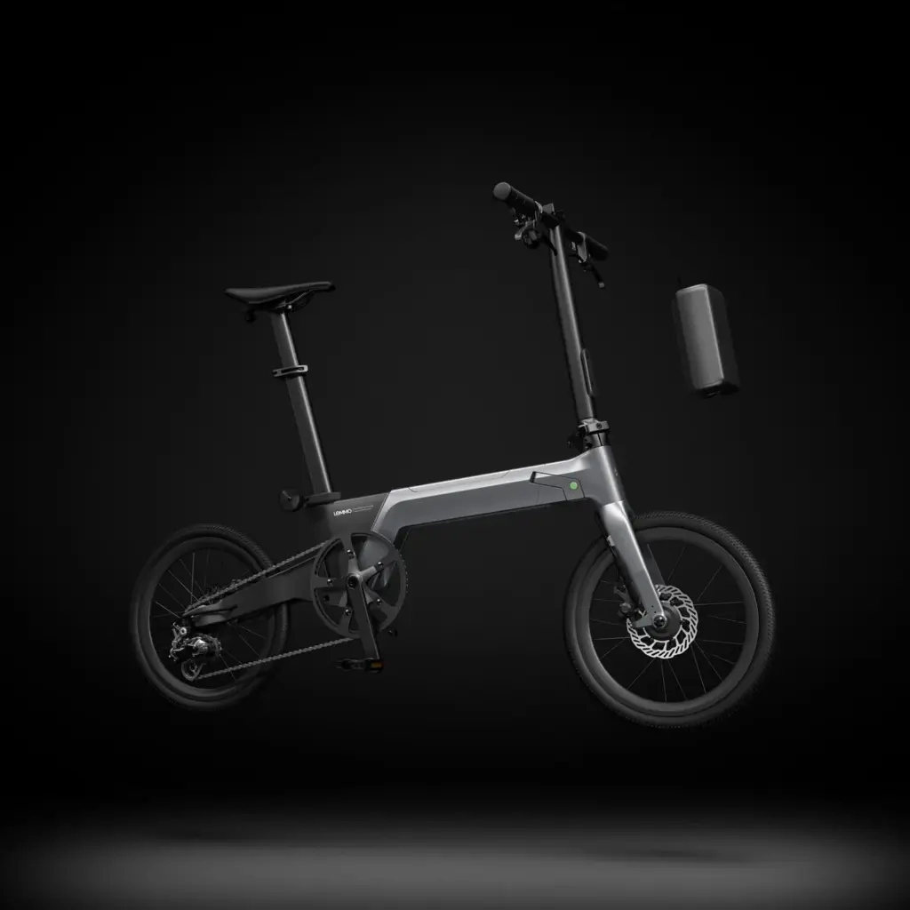 Vue du cadre carbone du vélo électrique pliant Lemmo Zero