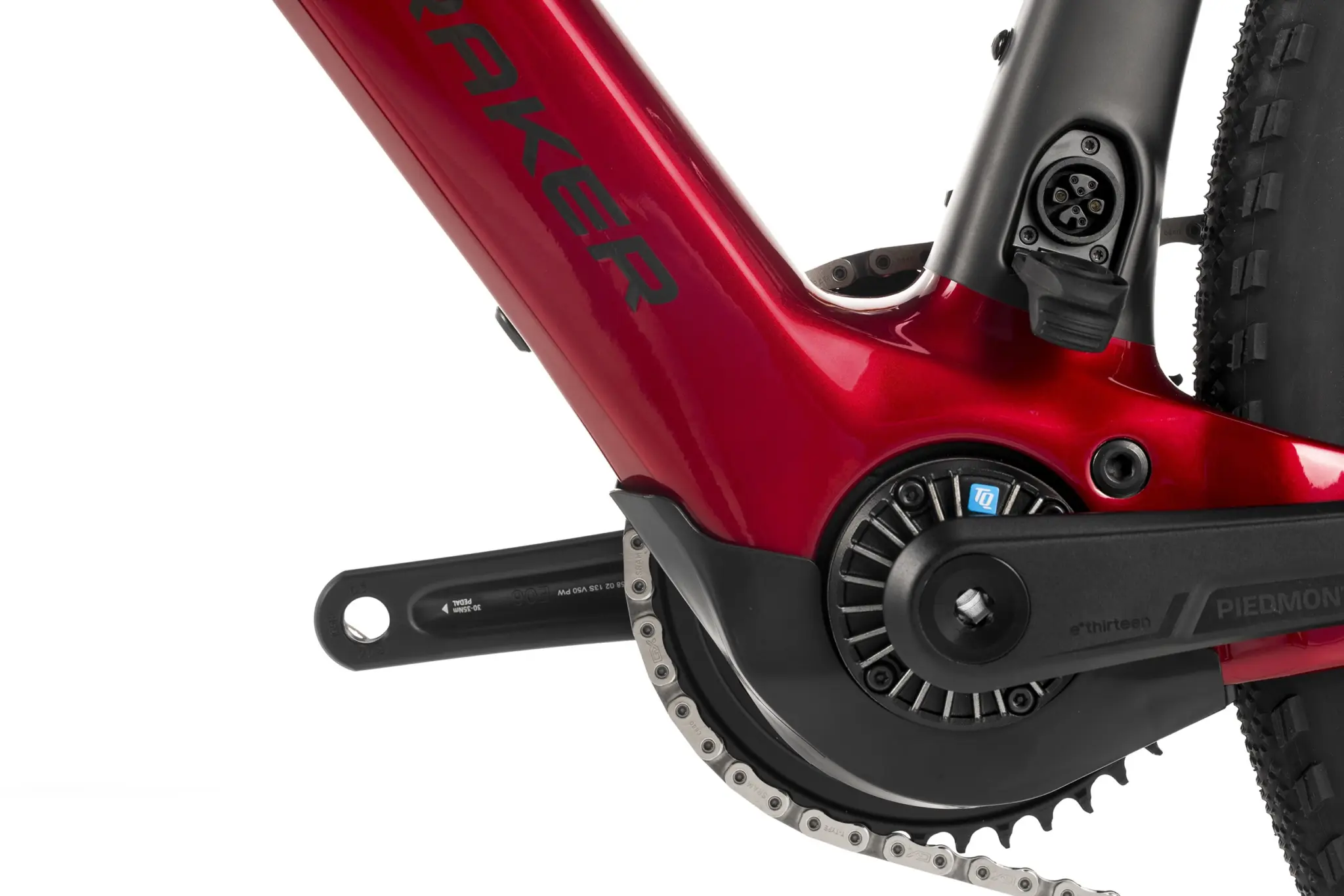 The TQ HPR60 mid-drive motor integrated into the Mondraker Dusty frame
