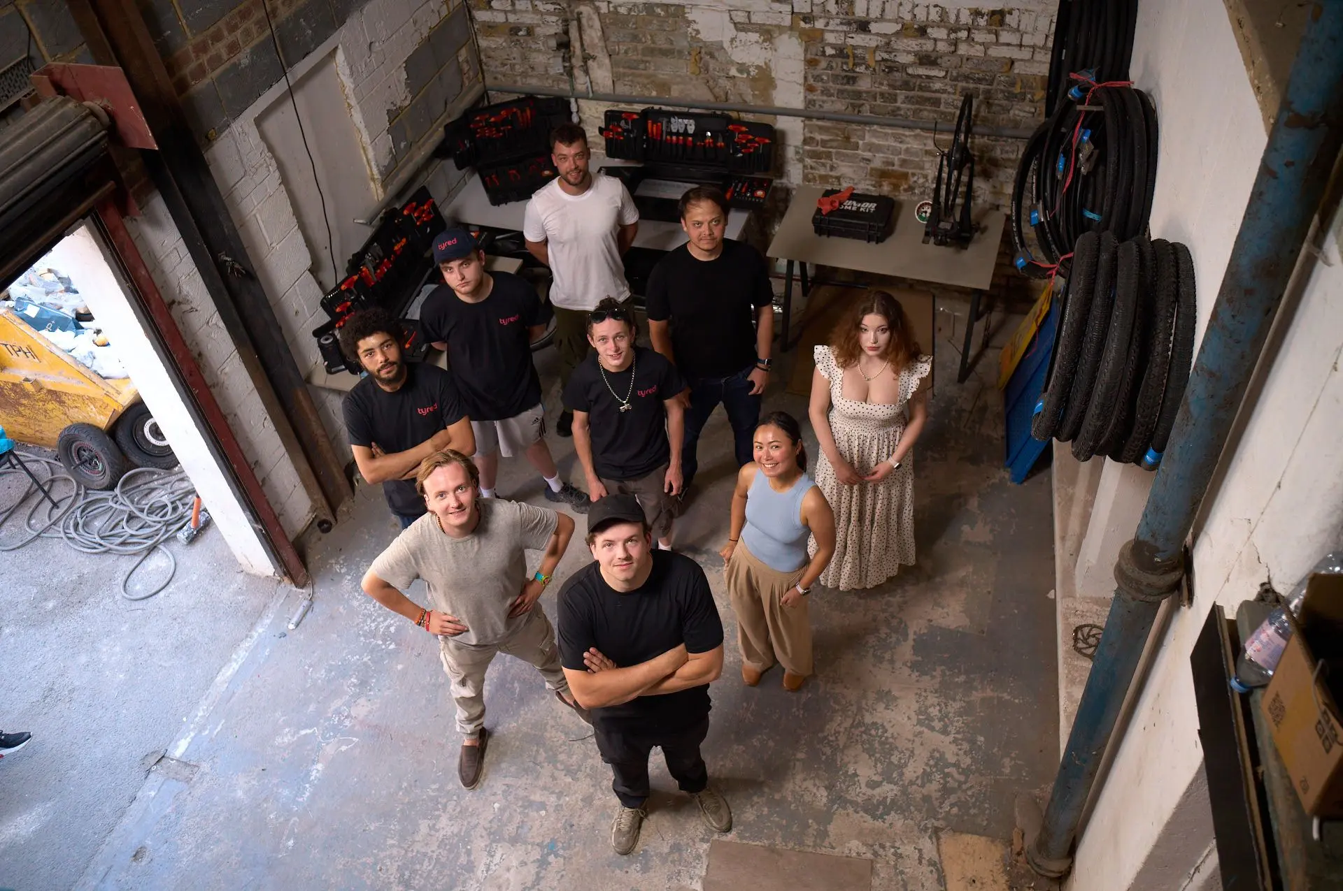 The Tyred team in its bike repair workshop in London