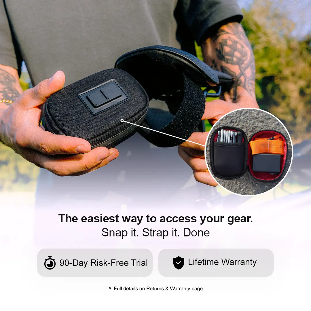 La sacoche de selle Redshift Quickdraw ouverte, montrant son aménagement intérieur
