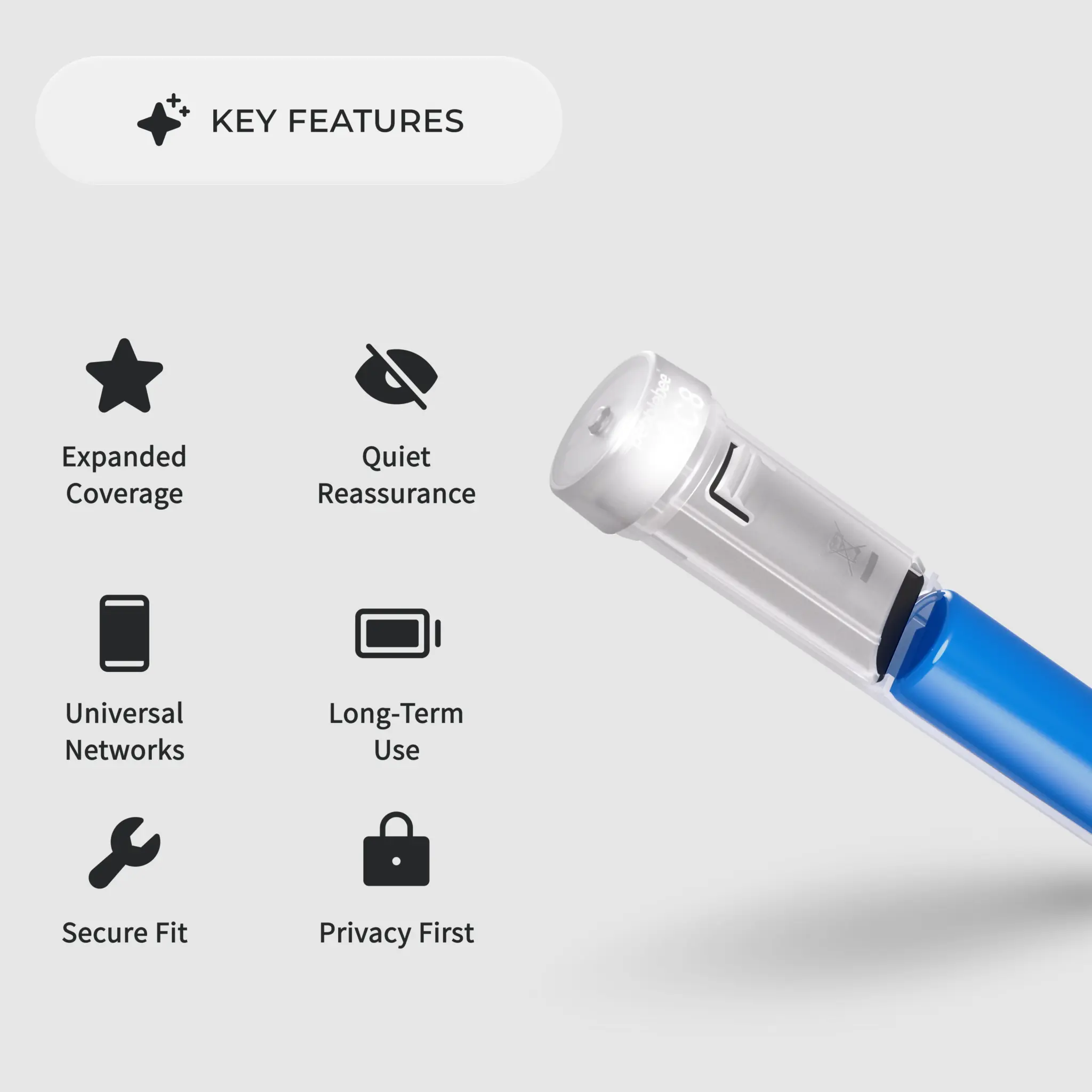 The specifications of the Pebblebee LÔC8 tracker