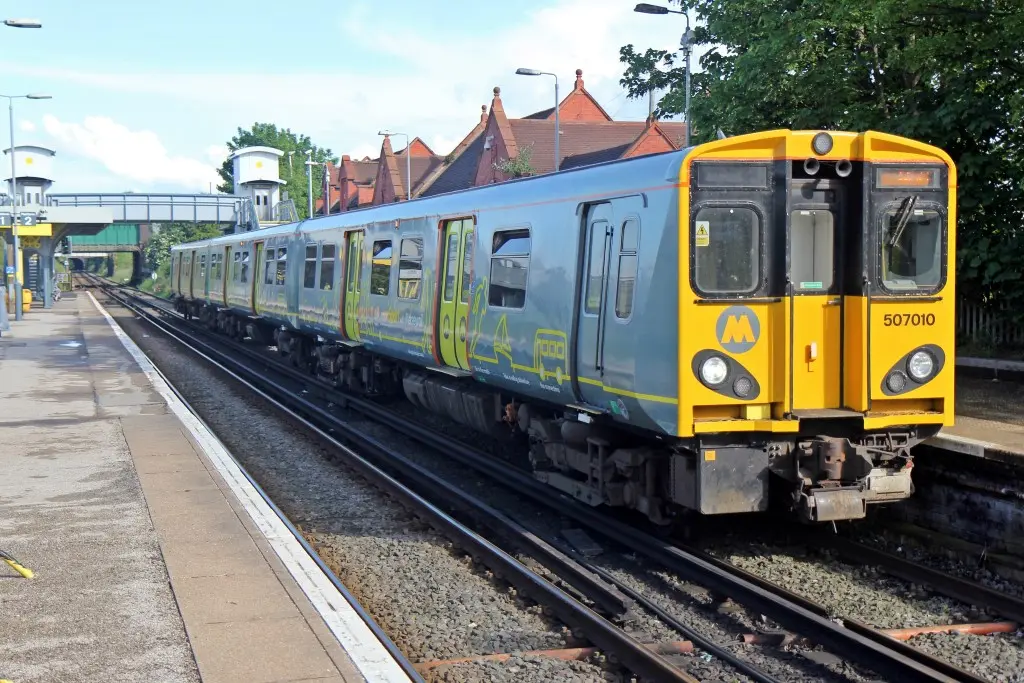 Merseyrail Class 507 train at Birkenhead North station