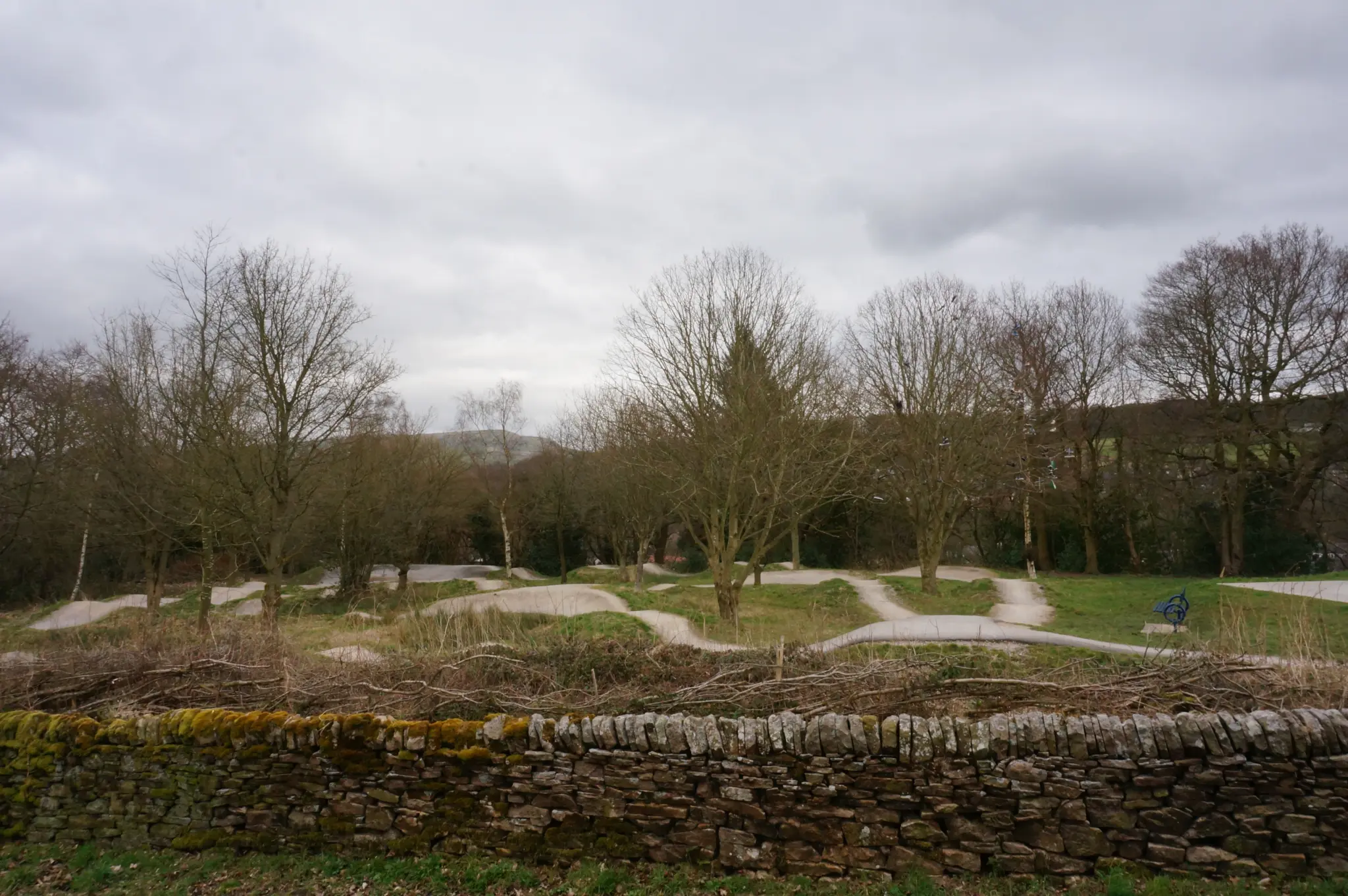 The pump track built in the municipal park in Whaley Bridge, England