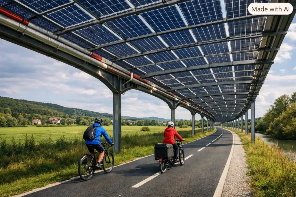 Thuringia: a solar-roofed cycle path, to be tested over 400 metres