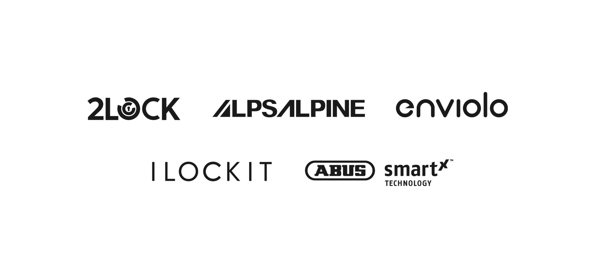 Logos of Comodule's accessory partners: 2LOCK, Alps Alpine, enviolo, I LOCK IT, ABUS smart X Technology