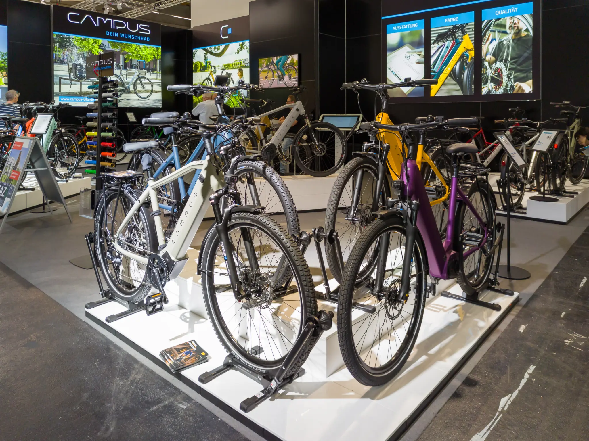 Aisle at the Eurobike show at the Frankfurt exhibition grounds