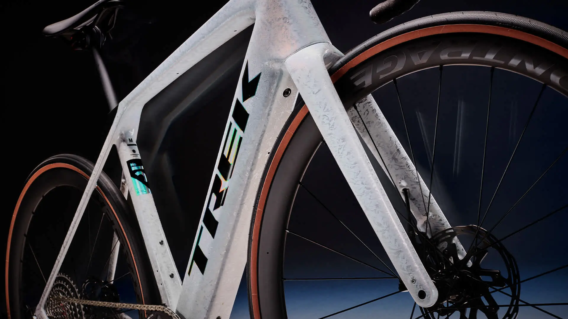 Close-up of the Trek Domane+ SL frame, shot in the studio