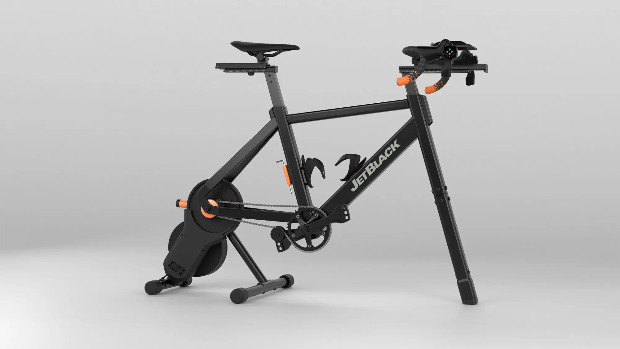 The JetBlack Victory indoor frame installed on an indoor trainer