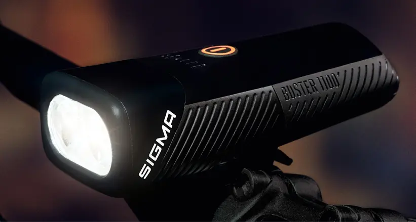 Sigma Buster 1100 bike light switched on