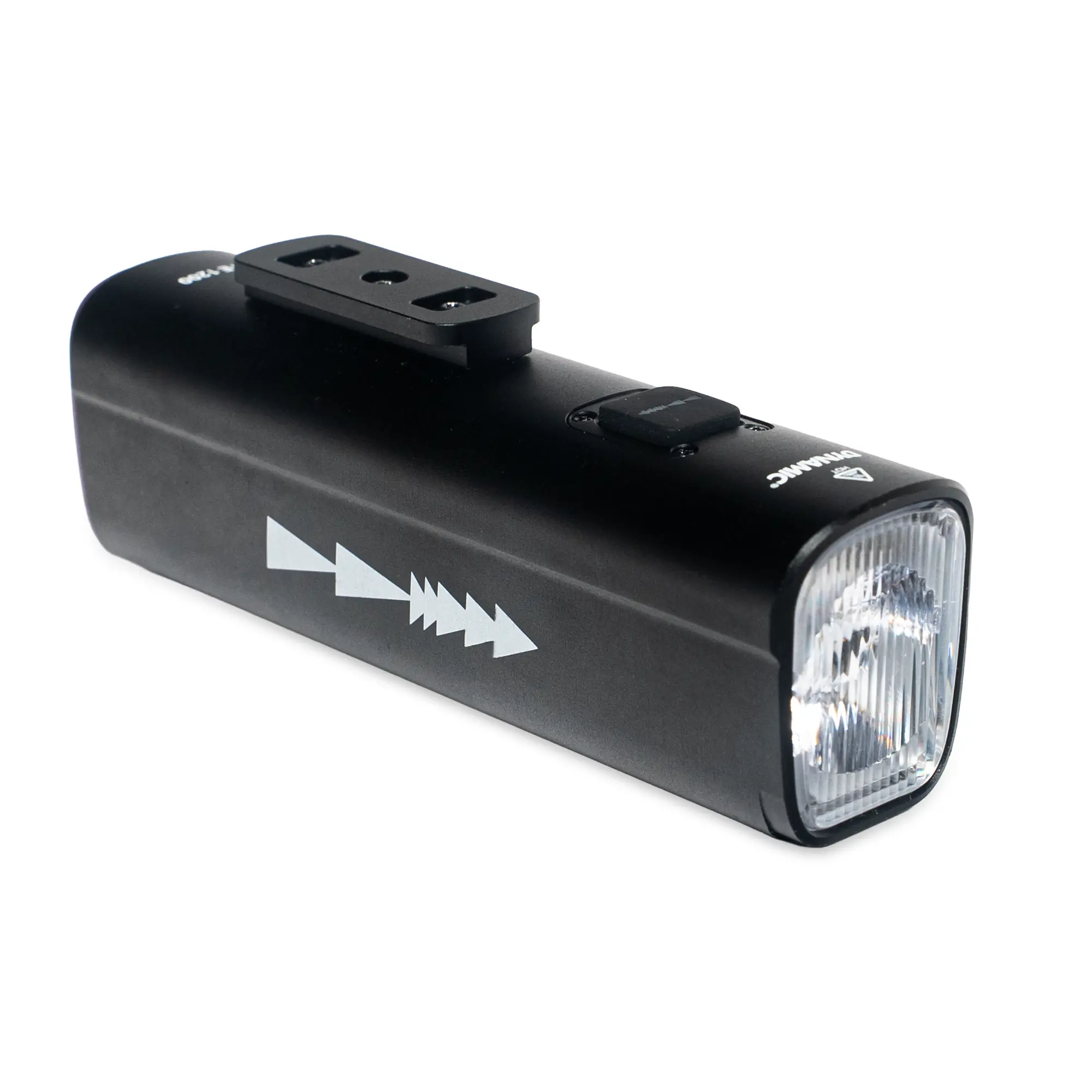Phare avant Lyte 1200 de la gamme Dynamic Lytes, en aluminium noir, vu de trois quarts avant