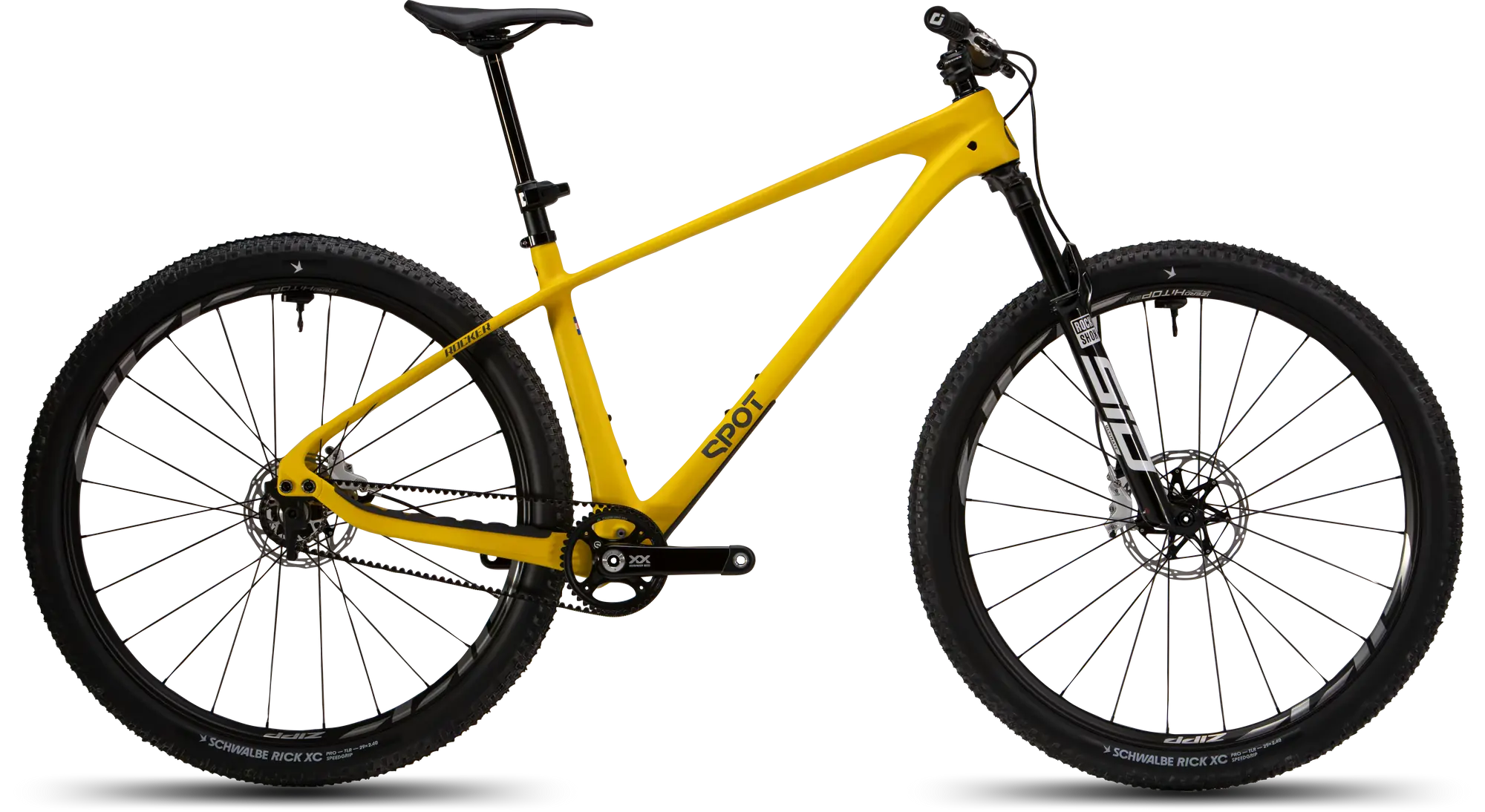 Yellow Spot Rocker Carbon Gen 3 in single-speed belt version, side view