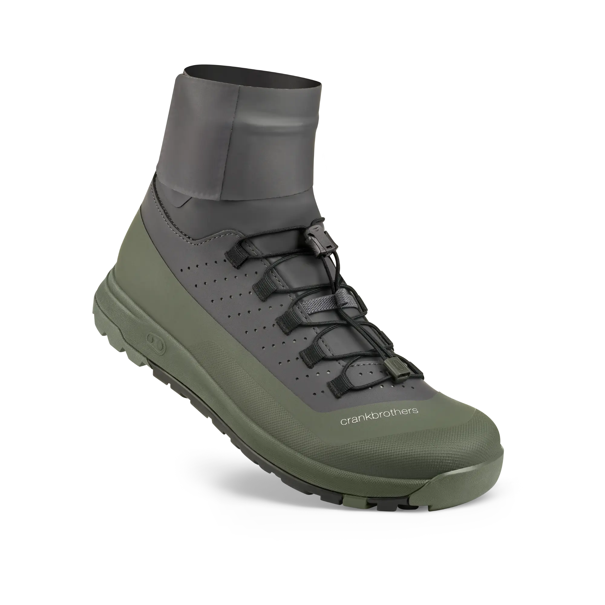 Chaussure VTT montante Crankbrothers Stamp Trail Speed Lace Seal pour pédales plates, gris et vert