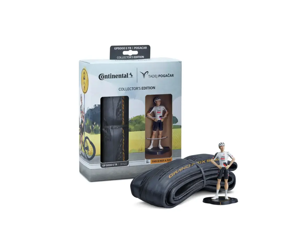 Continental GP5000 S TR: a Pogačar collector’s edition, with a Pogi figurine