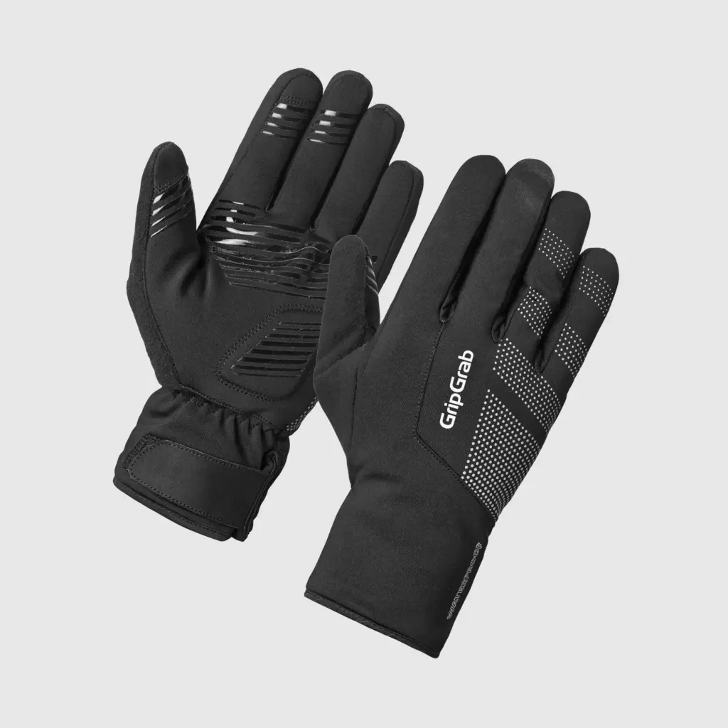 La paire de gants vélo d'hiver GripGrab Ride 2 Waterproof Winter noirs, dos et paume