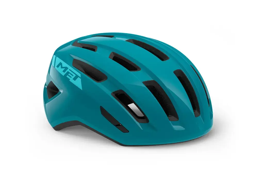 Casque vélo de ville MET Miles MIPS, bleu canard, vu de trois quarts