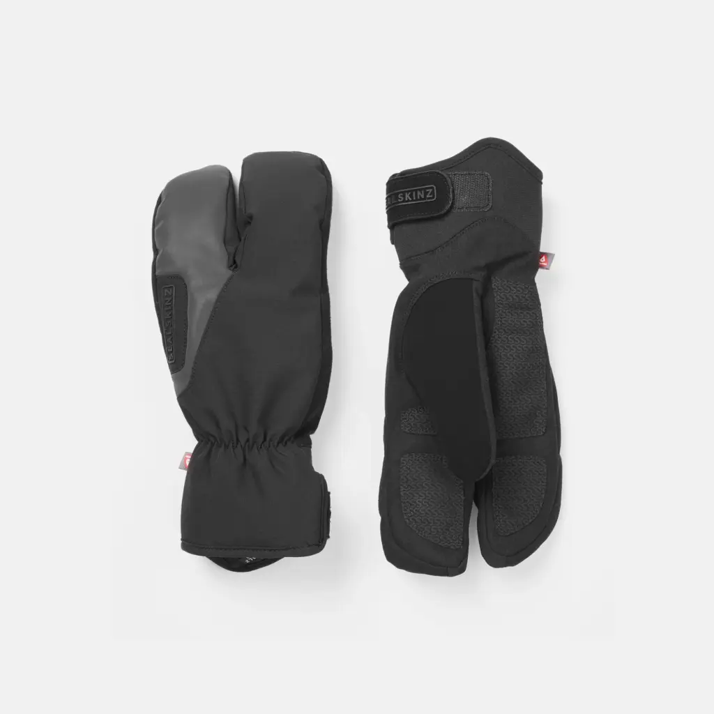 La paire de gants homard Sealskinz Barwick noirs et gris, dos et paume